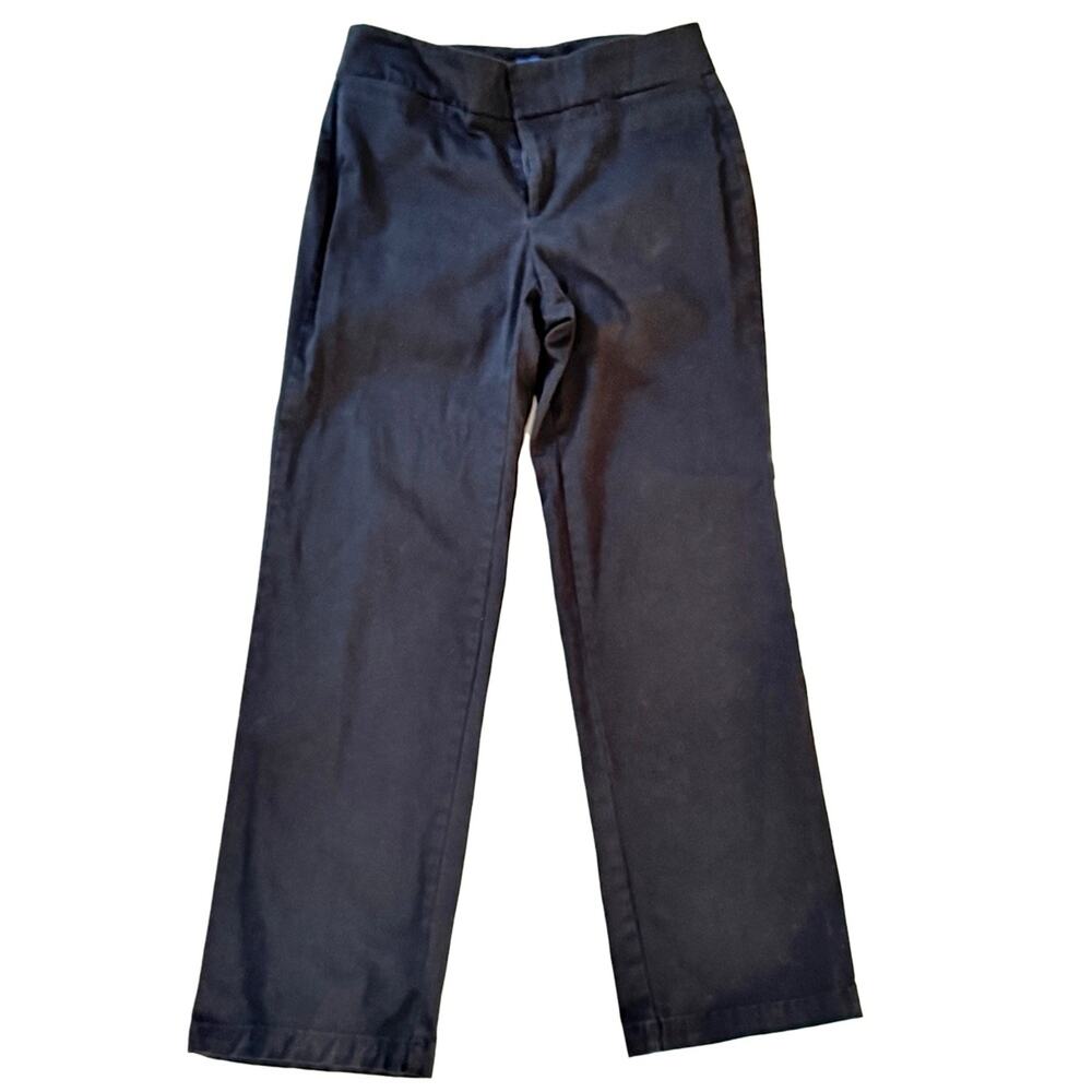 4Petite Dockers Black Sydney trousers flat front straight leg high rise Cotton